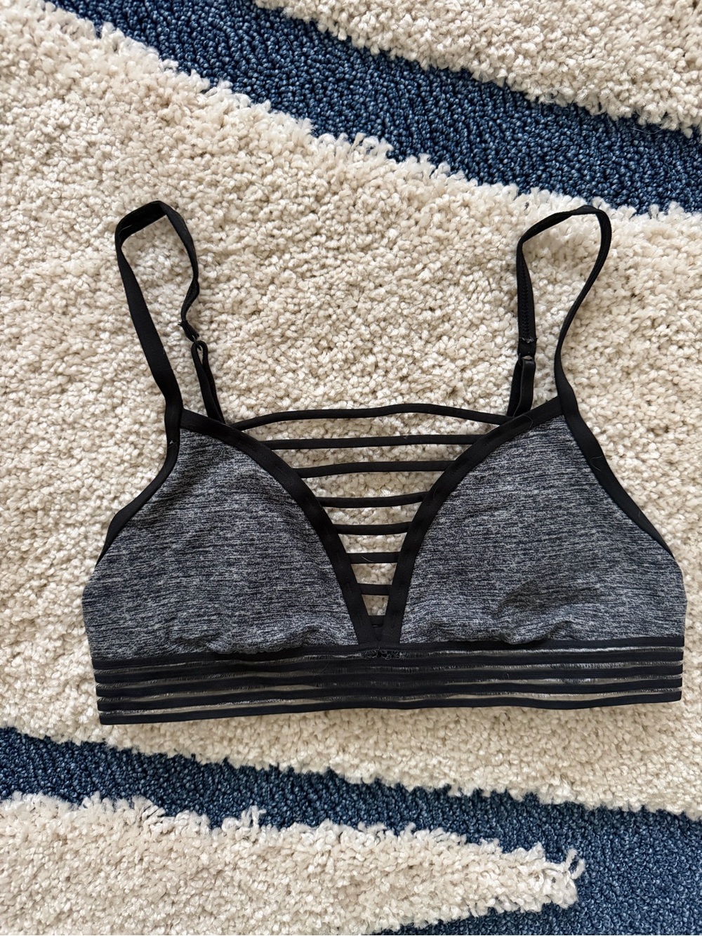 PINK Victoria's Secret Black & Heather Gray Strappy Seamless Bralette